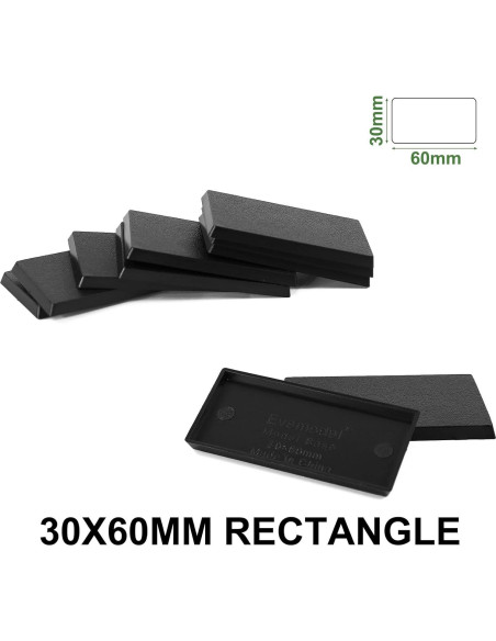 Bases de Modelo Rectangulares Evemodel Plástico Negro 30x60mm 20pzs Bases de Modelo Rectangulares Evemodel Plástico Negro 30x60mm 20pzs