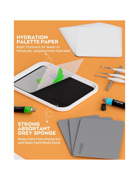 Kit de Pintura en Miniatura Nicpro con Paleta Húmeda y Pinceles Kit de Pintura en Miniatura Nicpro con Paleta Húmeda y Pinceles