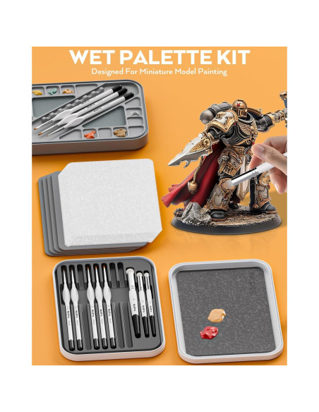 Kit de Pintura en Miniatura Nicpro con Paleta Húmeda y Pinceles Kit de Pintura en Miniatura Nicpro con Paleta Húmeda y Pinceles