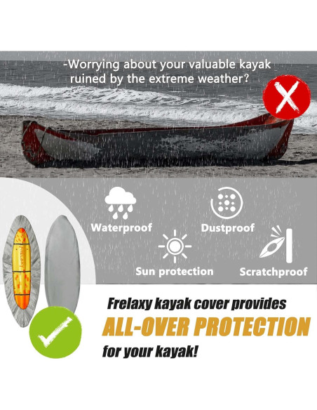 Funda para Kayak Frelaxy 420D Impermeable 2.33 kg Gris Funda para Kayak Frelaxy 420D Impermeable 2.33 kg Gris