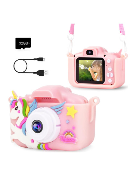 Cámara PROGRACE K1 para Niños - Rosa Unicornio, 12 MP Cámara PROGRACE K1 para Niños - Rosa Unicornio, 12 MP
