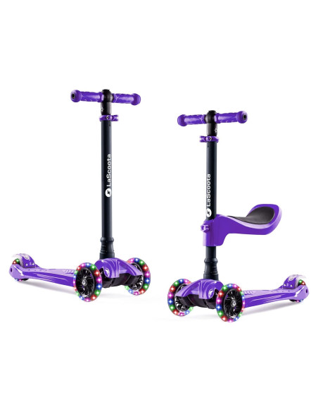 Scooter Lascoota 2 en 1 para Niños, Altura Ajustable, LED Scooter Lascoota 2 en 1 para Niños, Altura Ajustable, LED