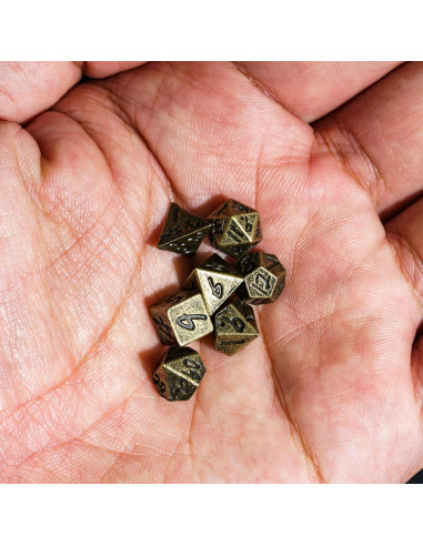 Juego de Dados DND Mini CRITALLIC 7PCS Bronce Compacto
