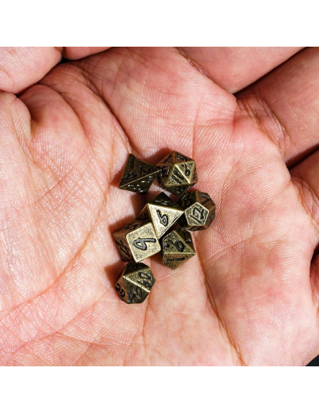 Juego de Dados DND Mini CRITALLIC 7PCS Bronce Compacto Juego de Dados DND Mini CRITALLIC 7PCS Bronce Compacto