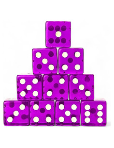 Luck Lab Paquete de 10 Dados D6 Acrílicos 19 mm Púrpura