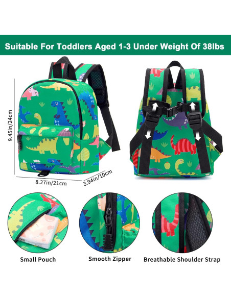 Mochila Antipérdida Accmor para Niños Verde Dino Mochila Antipérdida Accmor para Niños Verde Dino