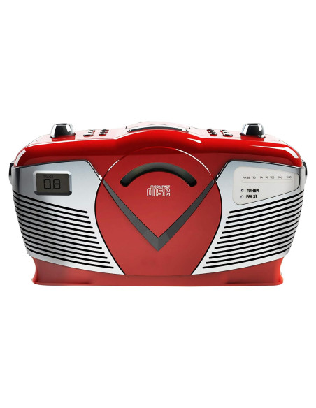 Boombox Retro PROSCAN con Radio AM/FM y CD - Rojo Boombox Retro PROSCAN con Radio AM/FM y CD - Rojo