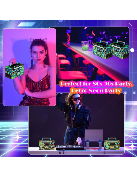 Cajas de Favor Retro 80s Sabary 24 Pcs Brillan en la Oscuridad Cajas de Favor Retro 80s Sabary 24 Pcs Brillan en la Oscuridad
