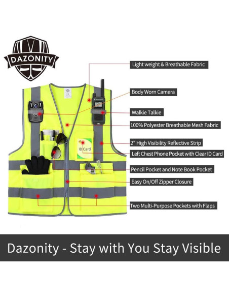 Chaleco de Seguridad Dazonity Rojo XL con Tiras Reflectantes Chaleco de Seguridad Dazonity Rojo XL con Tiras Reflectantes
