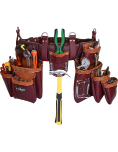 Cinturón de Herramientas de Cuero FUERI 19 Bolsillos Marrón 2