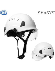 Casco de Seguridad SMASYS ABS Ajustable con Visera Blanca 2