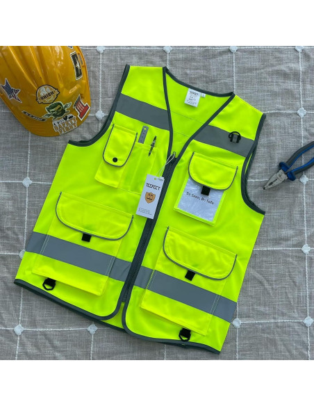 Chaleco de Seguridad TCCFCCT Amarillo Unisex 9 Bolsillos Chaleco de Seguridad TCCFCCT Amarillo Unisex 9 Bolsillos