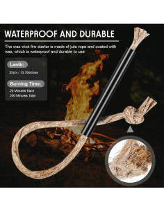 10 Mechas de Cera Impermeables Skylety para Encender Fuego 2