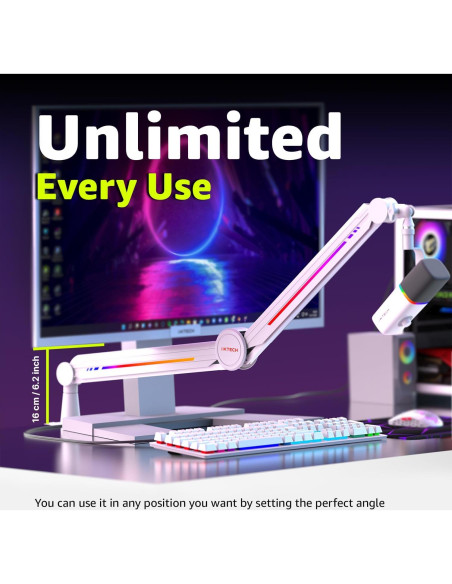 Brazo de Micrófono IXTECH RGB Alto Perfil Ajustable Blanco Brazo de Micrófono IXTECH RGB Alto Perfil Ajustable Blanco