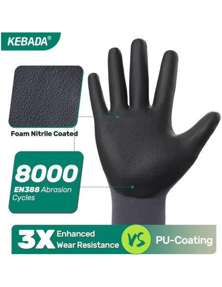 Guantes de Trabajo Kebada W5 Pequeños Nitrilo Transpirables Guantes de Trabajo Kebada W5 Pequeños Nitrilo Transpirables