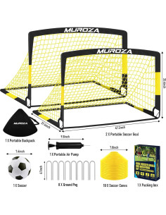 Portería de Fútbol MUROZA para Niños 2 Redes Plegables 2