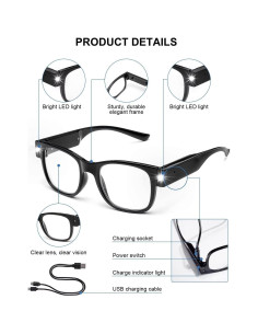 Gafas de lectura OKH con luces LED recargables USB 2