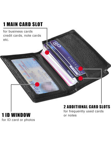 Cartera de Tarjetas de Negocios Outrip Cuero Genuino Negro