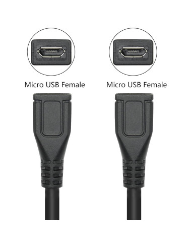 Cable de Extensión Micro USB Hembra a Hembra 25cm - 2 Piezas