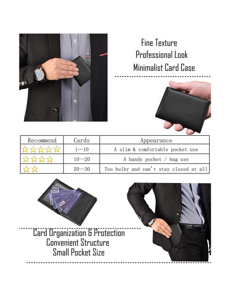 Cartera de Tarjetas de Negocios Outrip Cuero Genuino Negro Cartera de Tarjetas de Negocios Outrip Cuero Genuino Negro