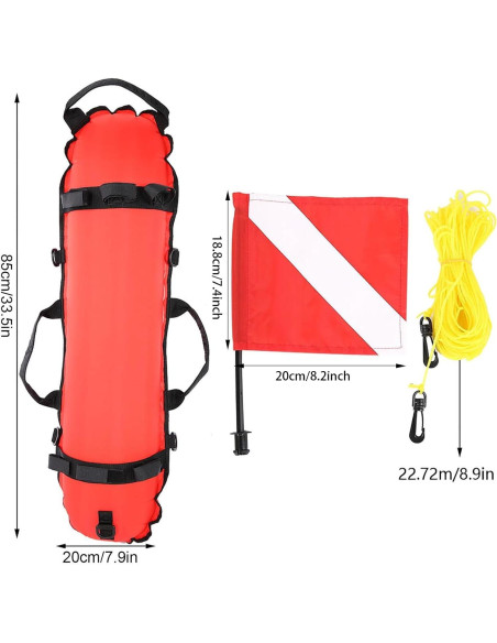 Boya de Inflación OUKENS con Bandera de Buceo 85x20cm Boya de Inflación OUKENS con Bandera de Buceo 85x20cm