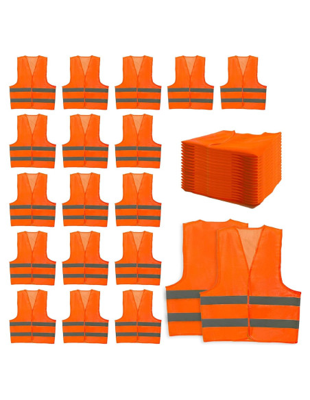 Paquete de 36 Chalecos de Seguridad Reflectantes Naranja Paquete de 36 Chalecos de Seguridad Reflectantes Naranja
