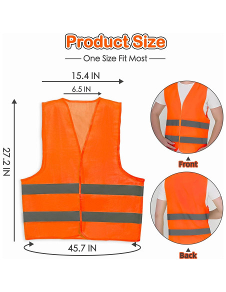 Paquete de 36 Chalecos de Seguridad Reflectantes Naranja Paquete de 36 Chalecos de Seguridad Reflectantes Naranja