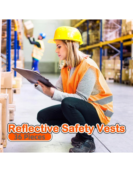 Paquete de 36 Chalecos de Seguridad Reflectantes Naranja Paquete de 36 Chalecos de Seguridad Reflectantes Naranja