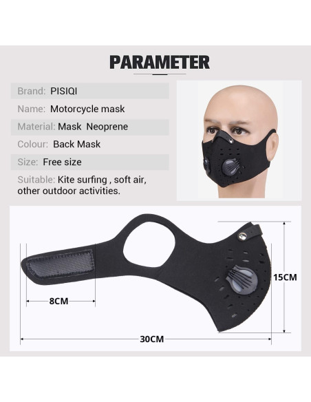 Máscara Facial PISIQI Reutilizable Ajustable para Deportes Máscara Facial PISIQI Reutilizable Ajustable para Deportes