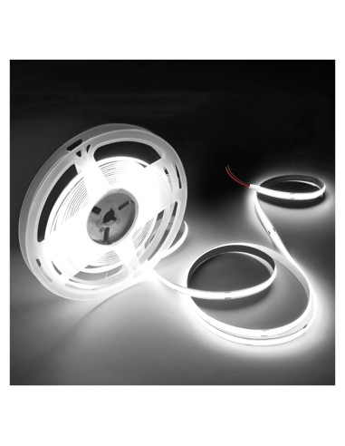 Tira de luces LED COB 5m 12V VOEWT blanca 6000K alta CRI