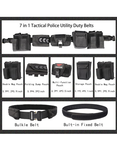 Cinturón Táctico YAKEDA 7 en 1 Ajustable Nylon Negro