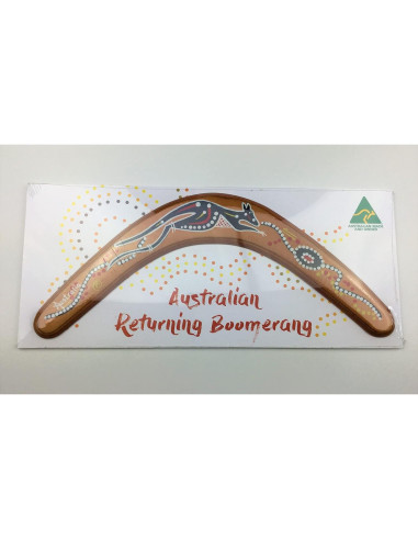 Bumerán Decorado de Madera Boomerang Native Art 35,56 cm