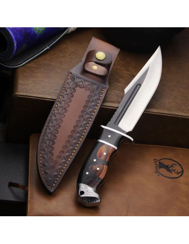 Cuchillo de Caza WPKOPYA YMX-zd2-88 18 cm con Funda de Cuero