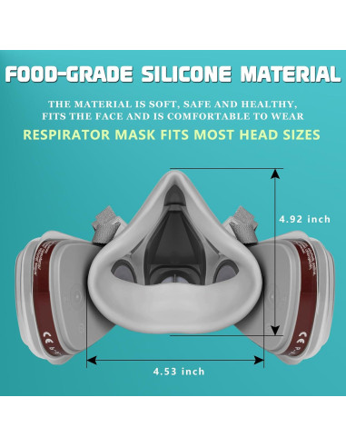Máscara de respiración con filtros y gafas de seguridad