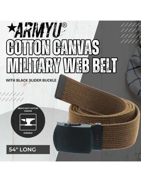 Cinturón Web Militar ARMYU 100% Algodón 137 cm Ajustable Cinturón Web Militar ARMYU 100% Algodón 137 cm Ajustable