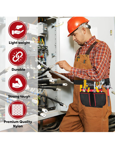 Cinturón de herramientas FUERI 11 bolsillos nylon ajustable