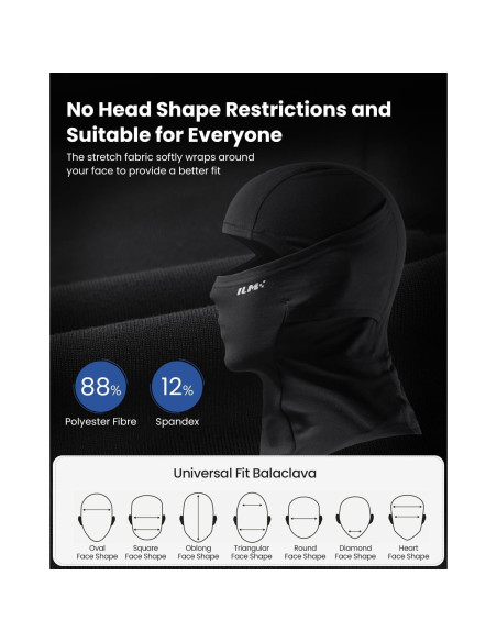 Máscara Facial Balaclava ILM FM01 para Motocicleta Negra Máscara Facial Balaclava ILM FM01 para Motocicleta Negra