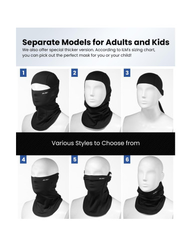 Máscara Facial Balaclava ILM FM01 para Motocicleta Negra