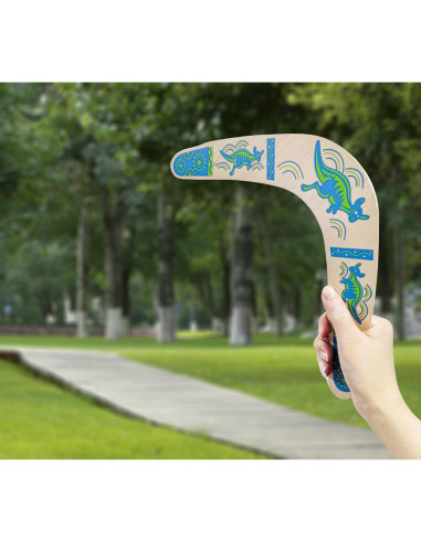 Boomerang de Madera Alreczio Azul para Niños y Adultos