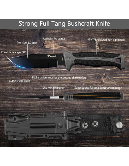 Cuchillo de Bushcraft HX OUTDOORS 24 cm con Encendedor Cuchillo de Bushcraft HX OUTDOORS 24 cm con Encendedor