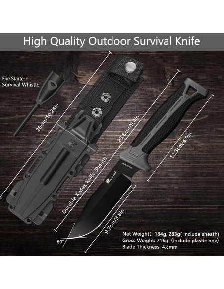 Cuchillo de Bushcraft HX OUTDOORS 24 cm con Encendedor Cuchillo de Bushcraft HX OUTDOORS 24 cm con Encendedor
