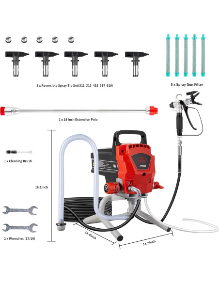 Pulverizador de Pintura AEROPRO AP8628 950W 3300 PSI Pulverizador de Pintura AEROPRO AP8628 950W 3300 PSI