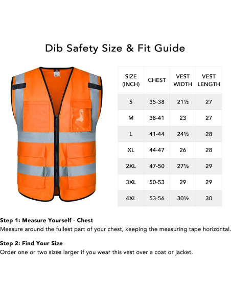 Chaleco de Seguridad Dib Safety Naranja Alta Visibilidad M Chaleco de Seguridad Dib Safety Naranja Alta Visibilidad M