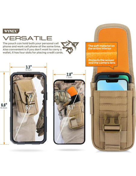 Funda táctica WYNEX para teléfono Molle con brújula Funda táctica WYNEX para teléfono Molle con brújula