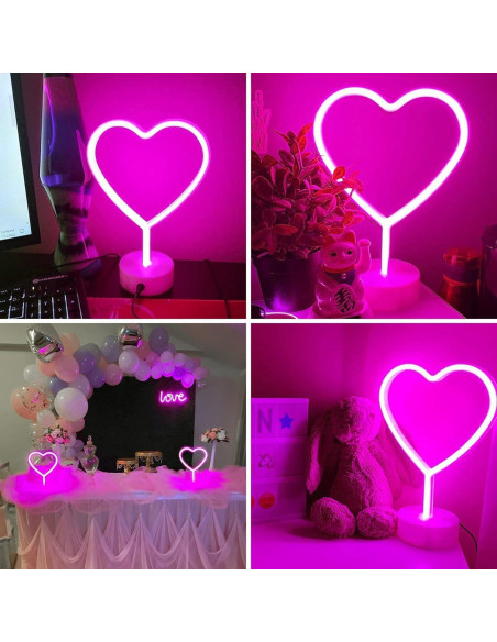 Luz de Neón Rosa Corazón BHCLIGHT LED Decorativa Luz de Neón Rosa Corazón BHCLIGHT LED Decorativa