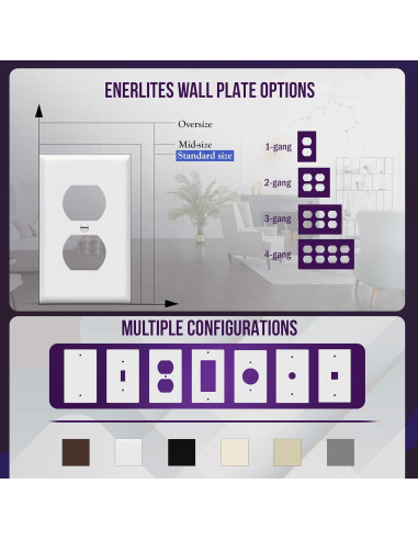 Placas de Pared Duplex Enerlites 8821-W, 5 Paquete, Blanco
