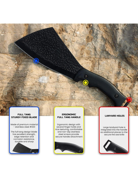 Hacha Táctica Leopcito 27.5 cm con Funda para Camping Hacha Táctica Leopcito 27.5 cm con Funda para Camping