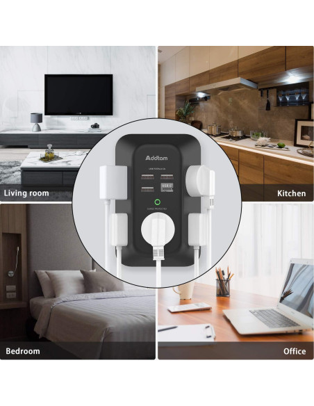 Cargador de Pared USB Addtam 5 Salidas 4 Puertos Carga Rápida Cargador de Pared USB Addtam 5 Salidas 4 Puertos Carga Rápida