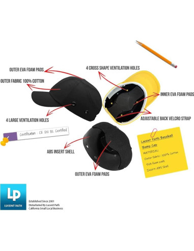 Gorra de Seguridad Bump Lucent Path Negra 100% Algodón