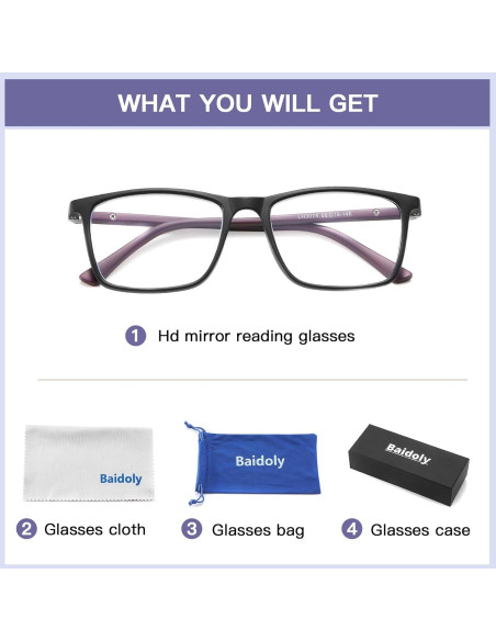 Gafas de lectura Baidoly unisex anti luz azul 2.75x Gafas de lectura Baidoly unisex anti luz azul 2.75x